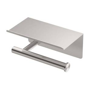 lot 17468 image: Latitude II Toilet Paper Holder with Moblie Shelf  Satin Nickel