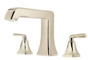 lot 17470 image: Pfister Park Avenue Deck Mounted Roman Tub Filler Double Handle, Polished Nickel,  RT65FED