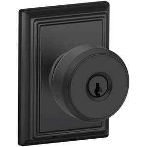 lot 17485 image: Schlage F51ABWE622ADD Bowery Keyed Entry Door Knob Set, Black, 2 Pack