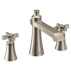 lot 17515 image: Moen Ts927 Flara Deck Mounted Roman Tub Filler,  Nickel