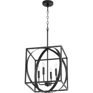 lot 17526 image: Quorum International 8150-4 4 Light 16 Inch Wide Pendant, Noir