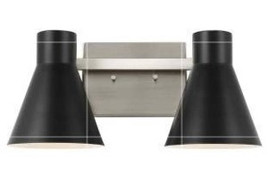 lot 17540 image: Sea Gull Towner 2-Light Bathroom Vanity Light in Black, 4 Pack