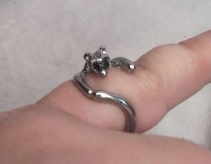 lot 3508 image: Silver Tone Ring with Cat Head Motif - New