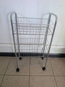 lot 5003 image: 4-Tier Wire Storage Cart with Casters 30 x 16 x 40 inches