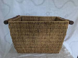 lot 5010 image: Woven Seagrass Storage Basket with Bamboo Handles