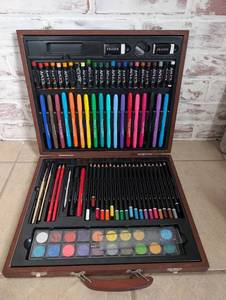 lot 5506 image: Art Marker and Pencil Set with Case, Brushes, Palette and Erasers