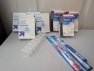 lot 6507 image: Health &amp Personal Care Bundle, Nasal Strips, Bandages, Toothbrushes &amp Pill Organizer