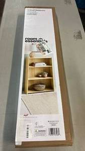 lot 2006 image: 3-Shelf Bookcase Natural Wood Finish Two Adjustable Shelves