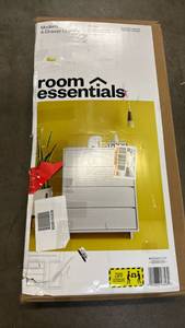 lot 2031 image: Room Essentials Modern 4-Drawer Dresser White Finish 32.4 in L x 19.5 in W x 39.5 in H