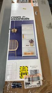 lot 2035 image: Room Essentials 5-Shelf Bookcase White Finish 71.8 in H x 24.1 in W x 11.8 in D