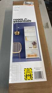 lot 2043 image: Room Essentials 5-Shelf Bookcase White Finish 71.8 in H x 24.1 in W x 11.8 in D