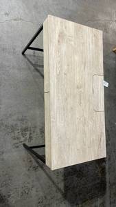 lot 3005 image: Loring Wood Writing Desk with Drawers and Charging Station Oak - Threshold