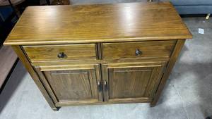 lot 3007 image: Simpli Home Connaught 40 inch Wide Solid Wood Traditional Entryway Storage Cabinet in Rustic Natural Aged Brown
