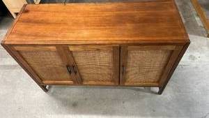 lot 3015 image: Warwick 3 Door Accent TV Stand for TVs up to 59 Stand Brown - Threshold Transitional Style, Hardwood Frame, Cable Management
