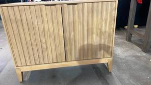 lot 3016 image: Thousand Oaks Wood Scalloped 2 Door Cabinet Natural Wood - Threshold designed with Studio McGee
