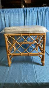 lot 3029 image: Orchard Fabric Upholstered and Rattan Ottoman WhiteNatural - bali & pari Comfortable Seating, No Assembly Required