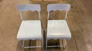 lot 3049 image: Set of 2 24 Wavy Metal Counter Height Barstool with Footrest Blue - Room Essentials