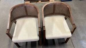 lot 3050 image: Set of 2 Dining Chairs with Perforated Mesh Back and Upholstered Seat