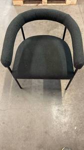 lot 3051 image: Barrel Upholstered Boucle Dining Chair Black (KD) - Threshold