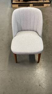lot 3052 image: Upholstered Dining Chair with Wood Legs Light Gray
