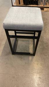 lot 3058 image: HomePop 24 Open Back Metal Counter Height Barstool Light Gray Upholstered Square Seat, No Assembly Required