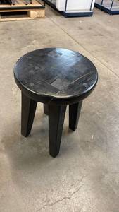 lot 3060 image: Woodland Short Carved Wood Side Table Black - Threshold