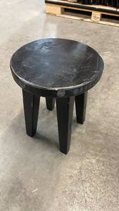 lot 3061 image: Woodland Short Carved Wood Side Table Black - Threshold