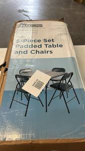 lot 8023 image: Peakform 5-Piece Padded Table and Chairs Dining Set