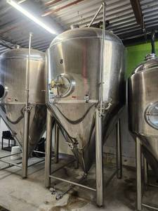 lot 16175 image: Conical Fermenter Tank with Manway Pressure Gauge and Tri-Clamp Fittings