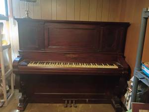 lot 1011 image: Vintage Piano.  Chickering and Sons, Boston, USA. Established 1823       53.5 x 66 x 26