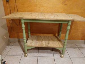 lot 1134 image: Kitchen Work Table 29x30x18 Top has drop down leaves