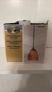 lot 1208 image: Hampton Bay Pendant Lights Rhodes 1-Light Nutmeg Mini Pendant 27010