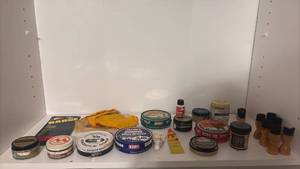 lot 1211 image: Vintage Shoe Care Collection Kiwi DUBBIN Mink Oil Saddle Soap Brushes