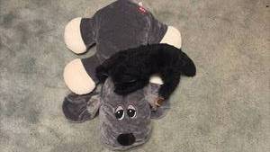 lot 1220 image: Black Cat & Gray Dog Stuffed Animals