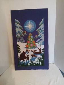 lot 1306 image: Needlepoint Wall Hanging Christmas Winter 23x13.5