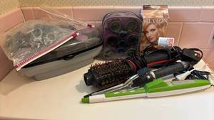 lot 1400 image: Hair Care Styling Tools Lot Revlon Hot Rollers Straightener Brush Dryer and more