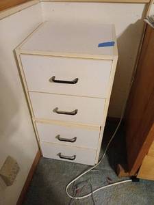 lot 1433 image: 4-Drawer White Storage Cabinet with Black Handles 30x15x15