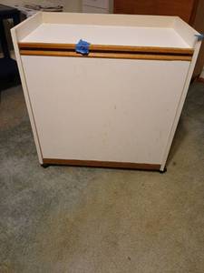lot 1439 image: White Storage Chest 28x27x15, paper cutter