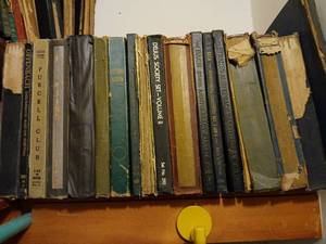 lot 1452 image: Vintage Record Albums Mixed Titles and Labels bring boxes to load, and help to removefrom top closet shelf.