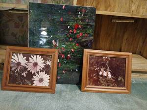 lot 1500 image: Wall Art with mirror, largest item 26 x 18