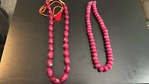 lot 1610 image: Pink Bead necklaces  2-Piece Lot with Tassel Cord