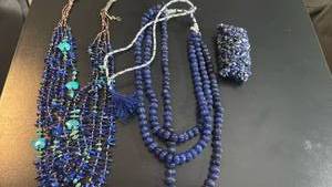 lot 1624 image: Blue beaded necklaces and bracelet