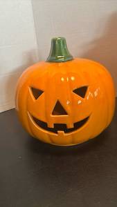lot 1716 image: Two Ceramic Jack OLantern Pumpkins