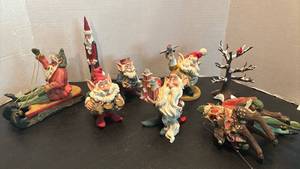 lot 1725 image: German Holiday Ornaments Santa Elves Reindeer Figures