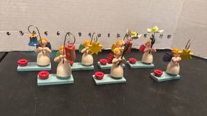 lot 1747 image: Angel Ornaments with Flowers Stars Bells Metal Hooks