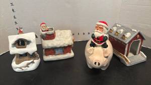 lot 1749 image: Christmas Holiday Decorative Figurines. Two are music boxes.