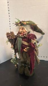 lot 1769 image: Handcrafted Forest Witch Doll Figure with Moss, Branches and Botanical Accents