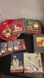 lot 1770 image: Holiday Greeting Cards and Plates Lot - Christmas Tableware Set