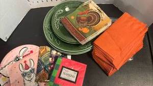 lot 1771 image: Party Tableware Lot Napkins Plates Turkey Design Holiday