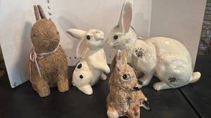 lot 1774 image: Ceramic and Plush Rabbit Figurines